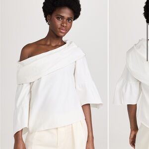 Rosie Assoulin Off-Shoulder White Blouse Medium